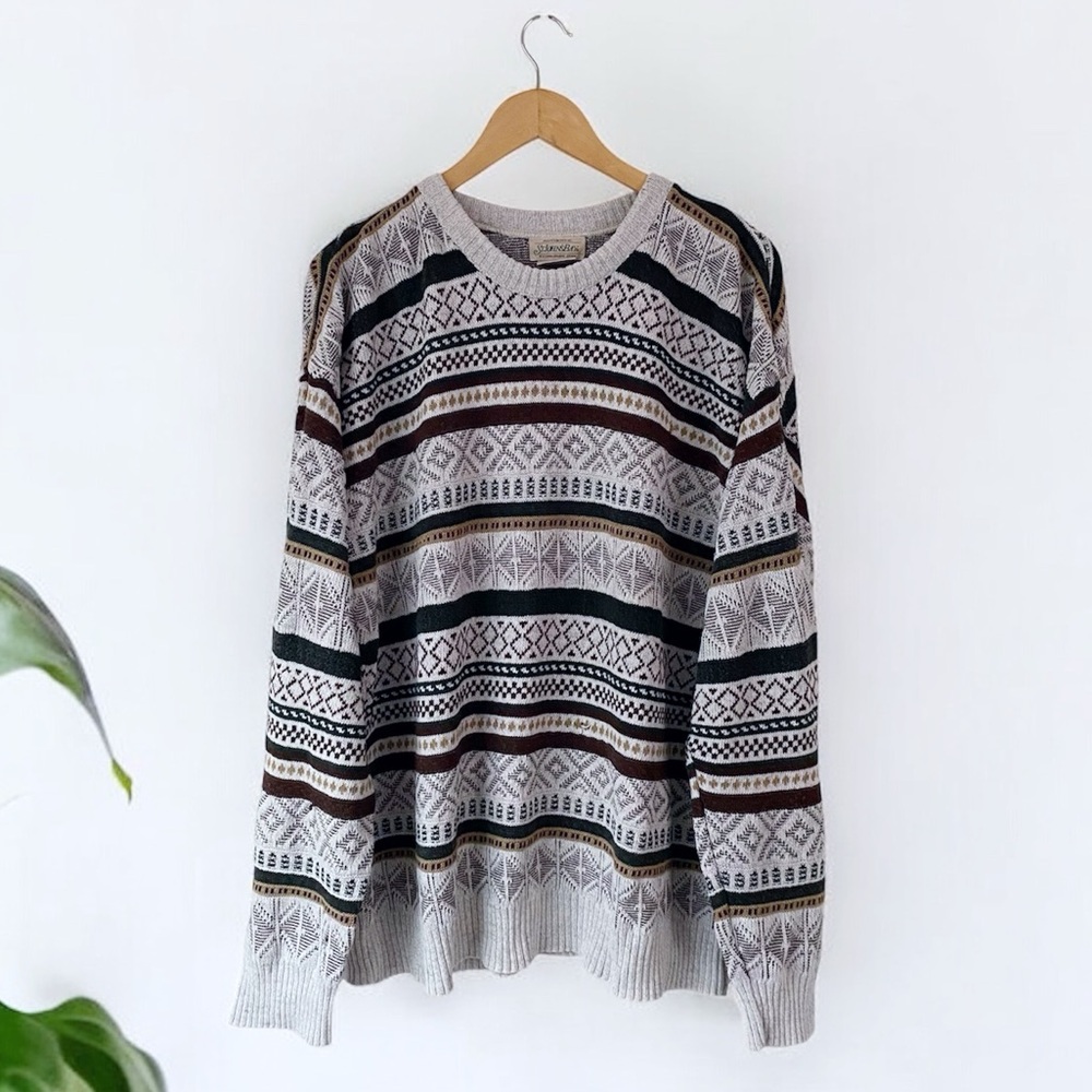 Vintage 90’s Oversized Textured Stripe Knit Sweater